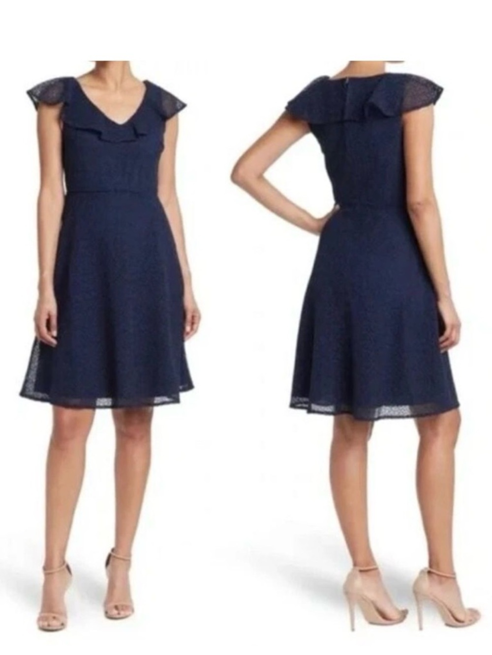 NWT Draper James Heart Lace Flounce shoulder dress, size 0